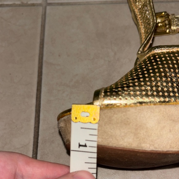 Goldenbleu Perforated Gold Mesh Platform Sandals - Picture 9 of 9